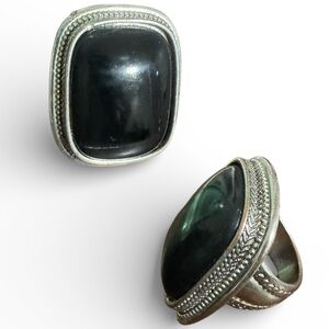 Silver Ring with Black Stone